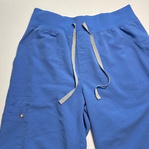 FIGS Isabel Wide Leg Scrub Pants High Waisted Womans Medium Blue Tech Collection